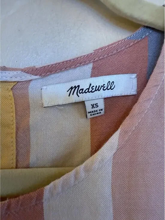 Madewell Button-Back Tie Tee in Sherbet Stripe Size XSmall Blouse Top Shirt - Picture 5 of 6